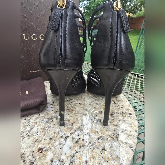 Gucci Saddle Soft Lux Peep Toe Caged Sandles 39 - Picture 3 of 6